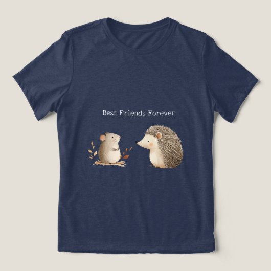 Schattigee Bruine Cream Hedgehog Mouse Beste Vrien Tri-Blend Shirt (Design voorkant)