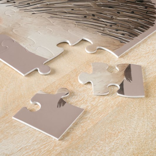 Schattigee Bruine Cream Hedgehog Mouse Legpuzzel (Zijkant)