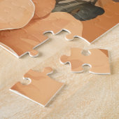 Schattigee bruine Dachshund Puppy Peach Floral Legpuzzel (Zijkant)