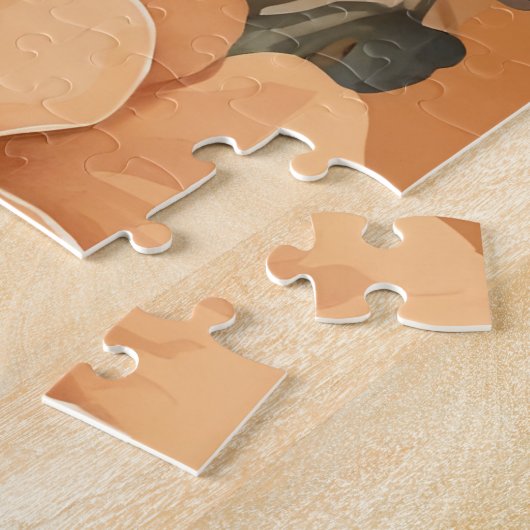 Schattigee bruine Dachshund Puppy Peach Floral Legpuzzel (Zijkant)