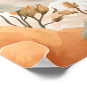 Schattigee bruine Dachshund Puppy Peach Floral Poster (Hoek)