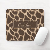 Schattigee bruine en geelbruine Giraffe Skin Mouse Muismat (Met muis)