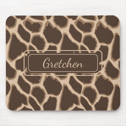 Schattigee bruine en geelbruine Giraffe Skin Mouse Muismat (Voorkant)