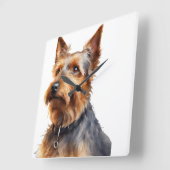 SCHATTIGEE BRUINE EN GRIJZE AUSTRALISCHE TERRIER D VIERKANTE KLOK (Hoek)