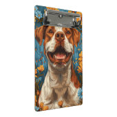 Schattigee bruine en witte hond en bloemen mini klembord (Schuin)