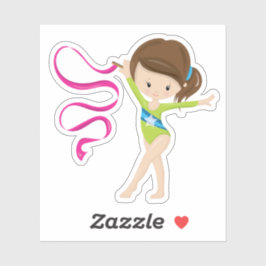 Schattigee bruine haired ritmische gymnast met lin sticker