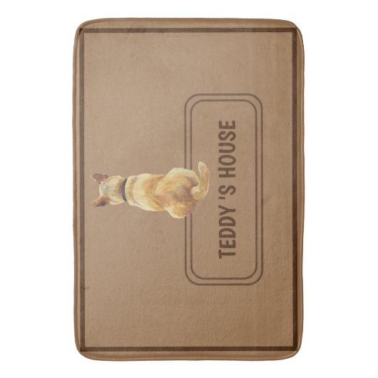 Schattigee Bruine Hond Puppy Teken Huis aangepaste Badmat (Voorkant Verticaal)