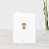 Schattigee bruine kat, bloemen en vlinder dank u bedankkaart (Achterkant)