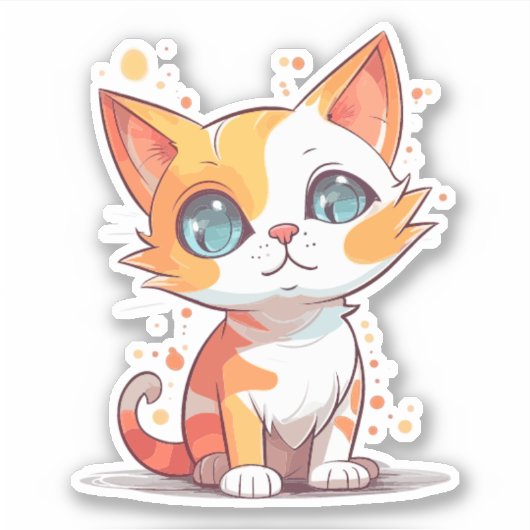 Schattigee Bruine Kat Cartoon-57667 Sticker (Voorkant)