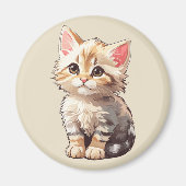 Schattigee bruine kawaii kitten magneet (Voorkant)