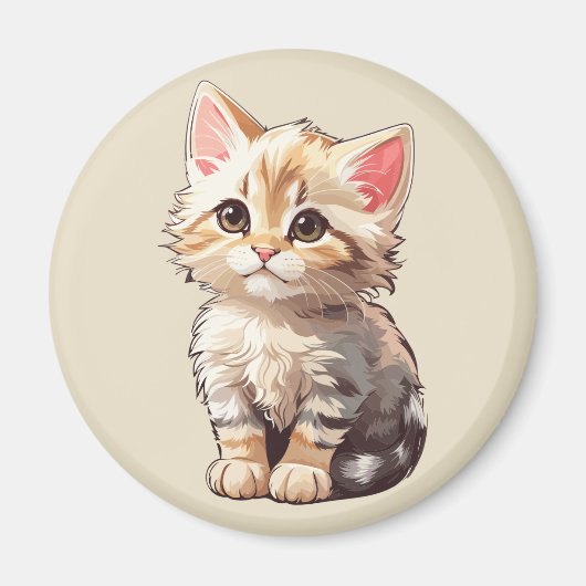 Schattigee bruine kawaii kitten magneet (Voorkant)