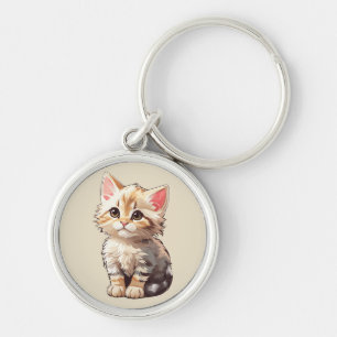 Schattigee bruine kawaii kitten sleutelhanger