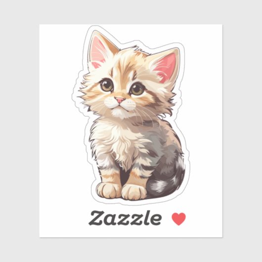 Schattigee bruine kawaii kitten sticker (Vel)