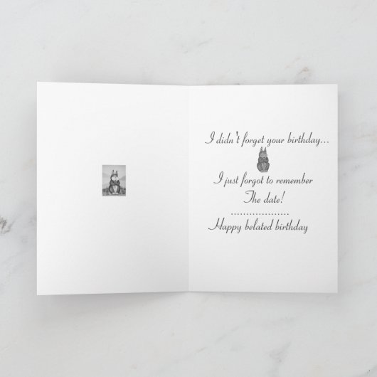 Schattigee bruine konijnenbloemen verlate verjaard kaart (Binnen)