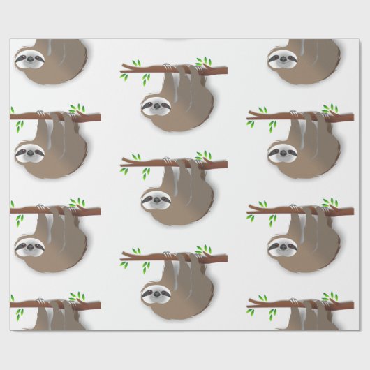 Schattigee bruine luiaard die op een boomtak rust cadeaupapier (Vlak)