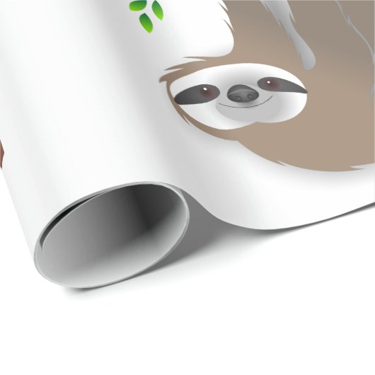 Schattigee bruine luiaard die op een boomtak rust cadeaupapier (Rol Hoek)