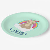 Schattigee bruine luiaard, mediteren op een wolken papieren bordje (Gekanteld)