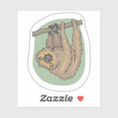 Schattigee bruine luiaard ondersteboven hangen ill sticker (Vel)