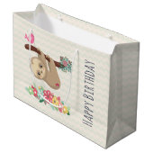 Schattigee bruine luiaard ondersteboven Verjaardag Groot Cadeauzakje (Voorkant Gekanteld)