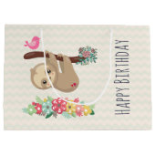 Schattigee bruine luiaard ondersteboven Verjaardag Groot Cadeauzakje (Achterkant)