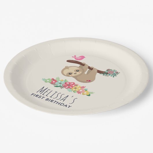 Schattigee bruine luiaard ondersteboven Verjaardag Papieren Bordje (Gekanteld)