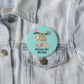 Schattigee bruine luiaard ondersteboven Verjaardag Ronde Button 7,6 Cm (In situ)