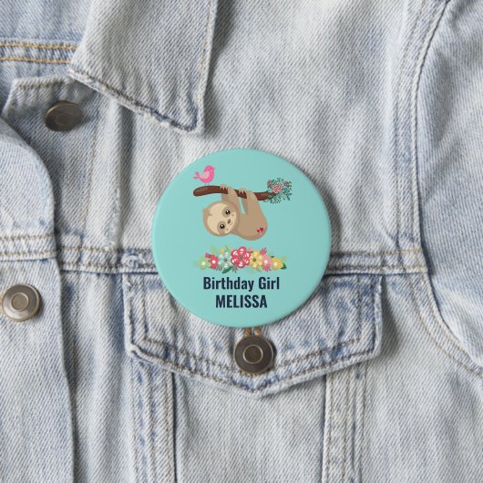 Schattigee bruine luiaard ondersteboven Verjaardag Ronde Button 7,6 Cm (In situ)