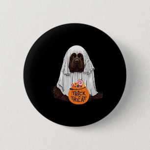 Schattigee Bruine Newfoundlander Hond Halloween Ronde Button 5,7 Cm