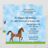 Schattigee Bruine Paard Pony Rides Meisjes Verjaar Kaart (Voorkant / Achterkant)