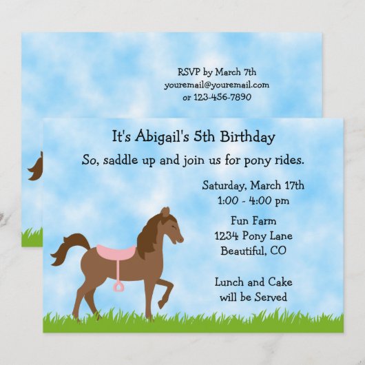 Schattigee Bruine Paard Pony Rides Meisjes Verjaar Kaart (Voorkant / Achterkant)