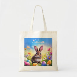 Schattigee Bruine Paas Baby Bunny Naam Tote Bag