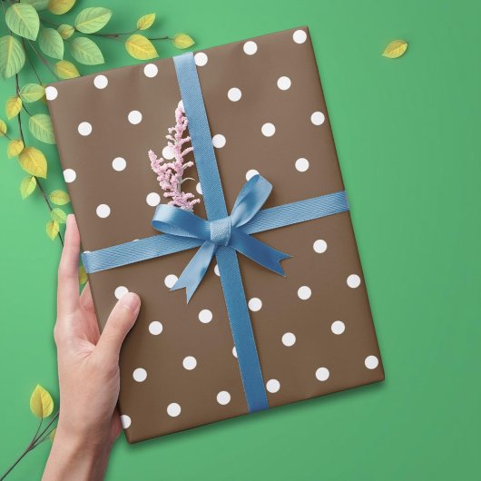 Schattigee bruine polka dot cadeaupapier