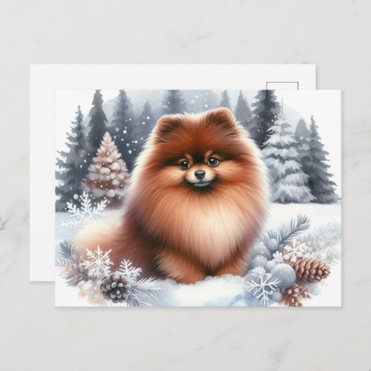 Schattigee bruine Pommerse winterkunst Briefkaart (Voorkant / Achterkant)