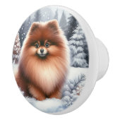 Schattigee bruine Pommerse winterkunst Keramische Knop (Rechts)