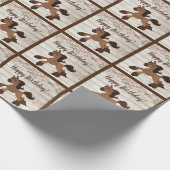 Schattigee bruine Pony, Rozen en Lichten Paard Ver Cadeaupapier (Hoek)