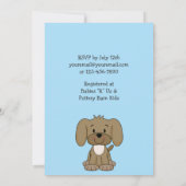 Schattigee Bruine Puppy Hond Blauwe Baby Boy Douch Kaart (Achterkant)