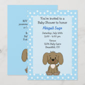 Schattigee Bruine Puppy Hond Blauwe Baby Boy Douch Kaart (Voorkant / Achterkant)