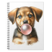 Schattigee bruine puppy hond blazen bubble gum spi notitieboek (Voorkant)