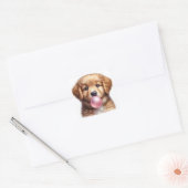 Schattigee bruine puppy hond blazen bubble gum vierkante sticker (Envelop)