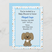 Schattigee bruine puppy hond op Blue Boys Baby sho Kaart (Voorkant / Achterkant)