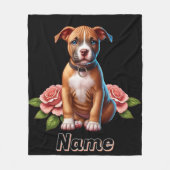 Schattigee bruine puppy met Rozen Fleece Deken (Voorkant)