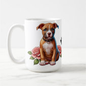Schattigee bruine puppy met Rozen Koffiemok (Links)