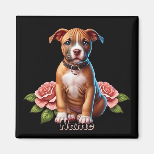 Schattigee bruine puppy met Rozen Magneet (Voorkant)