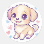 Schattigee bruine puppy Sticker (Voorkant)