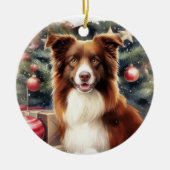 Schattigee bruine rand Collie Christmas Keramisch Ornament (Voorkant)