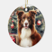 Schattigee bruine rand Collie Christmas Keramisch Ornament (Links)
