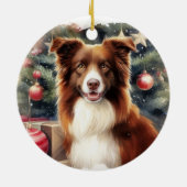 Schattigee bruine rand Collie Christmas Keramisch Ornament (Achterkant)