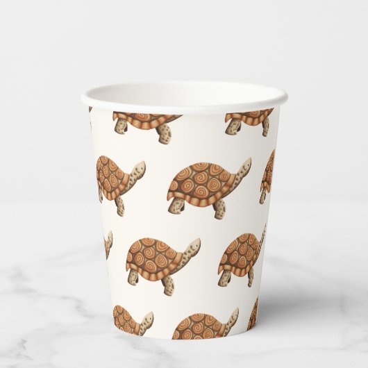 Schattigee bruine schildpad verjaardag papieren bekers (Achterkant)
