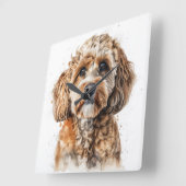 SCHATTIGEE BRUINE TAN COCKAPOO PUPPY DOG VIERKANTE KLOK (Hoek)