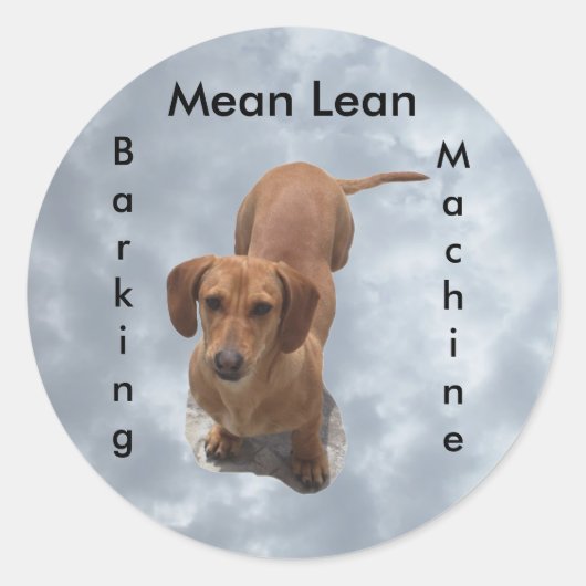 Schattigee bruine teckel blafmachine ronde sticker (Voorkant)